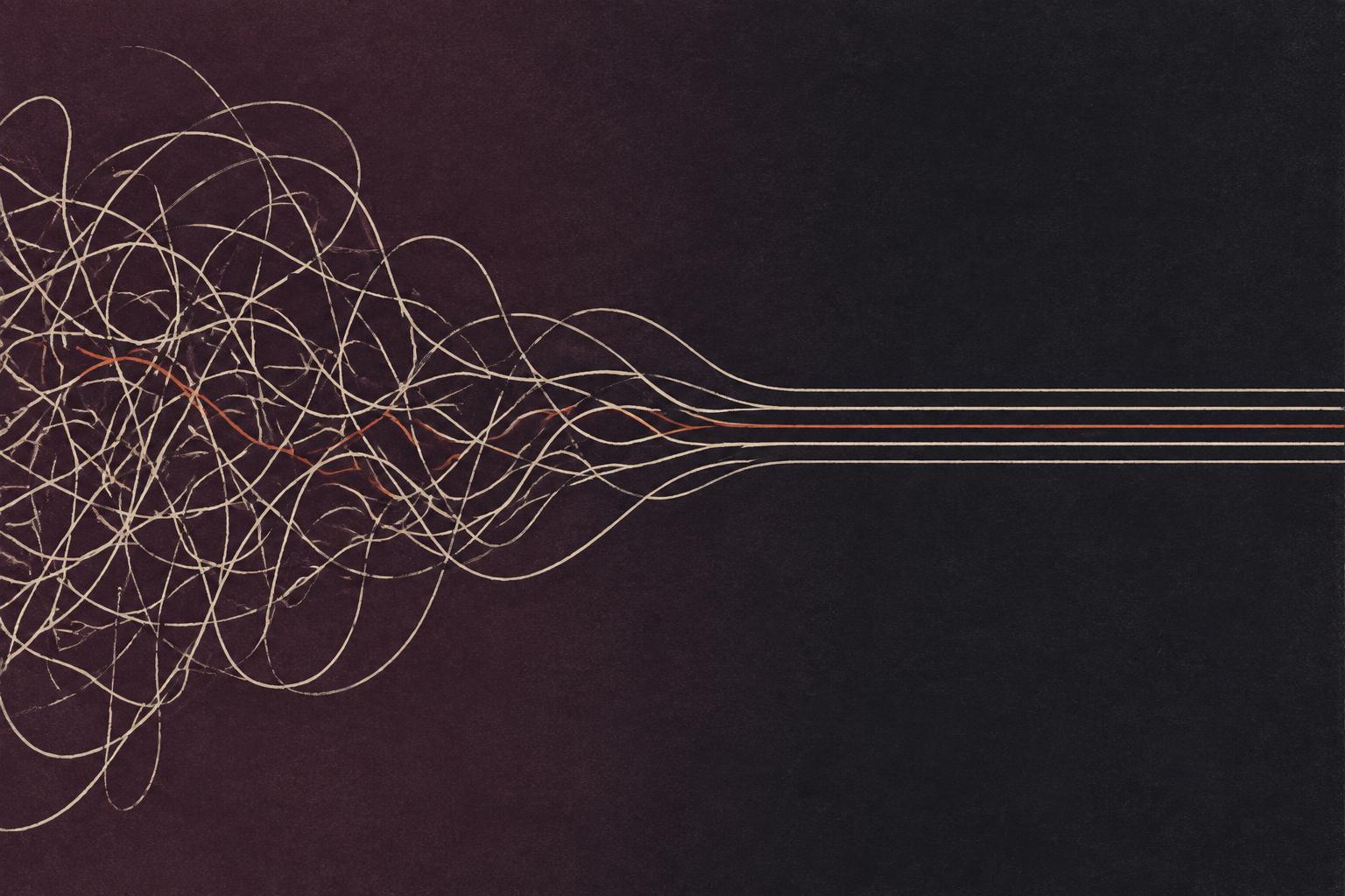 Tangled lines resolving into a small number of clean routes