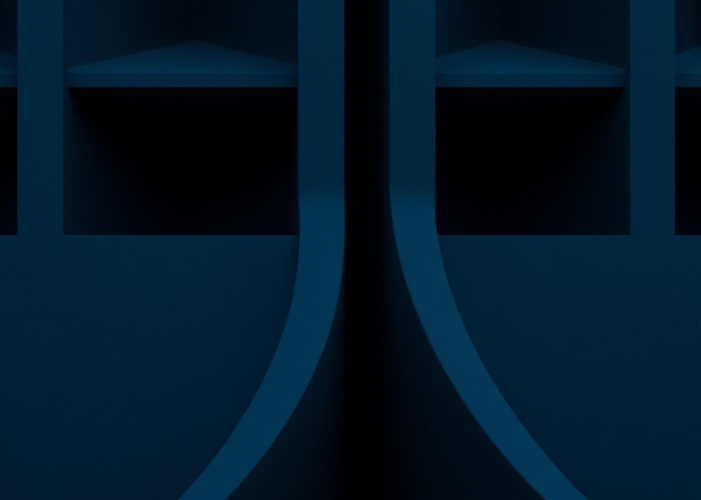 Abstract dark architectural forms with elongated vertical lines